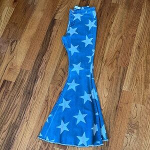 Blue Star-Print Flared Jeans Altar’d state